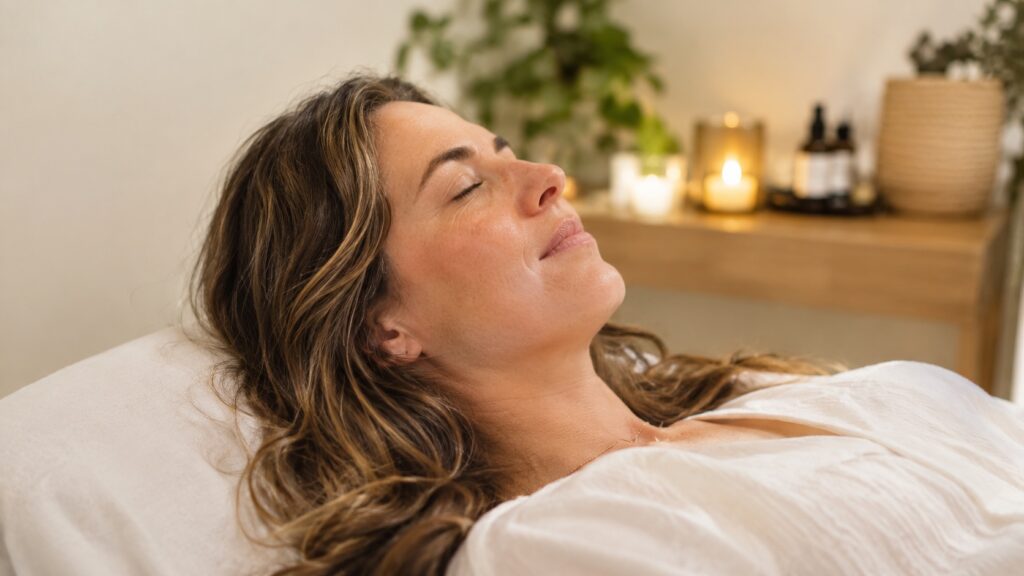 Patient receiving acupuncture for anxiety in San Diego at Calm's Kearny Mesa clinic